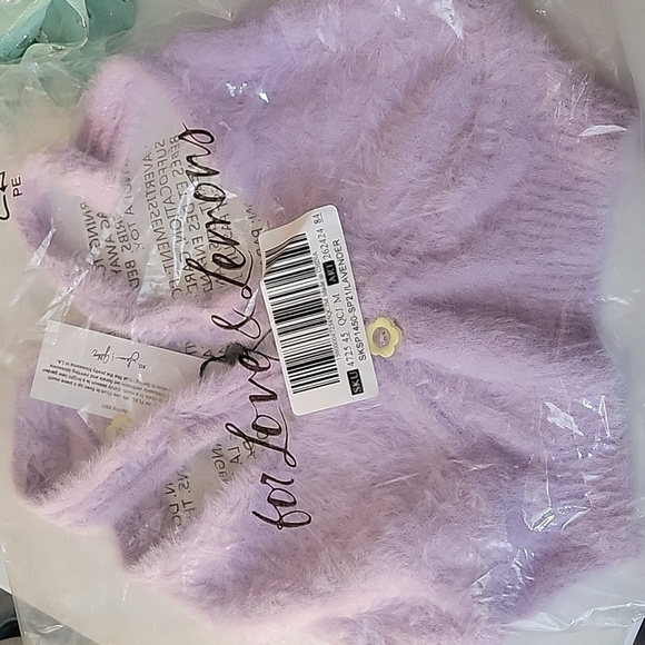 For Love & Lemons Devon Fuzzy Knit Crop Top in Lavender•M - Picture 4 of 7